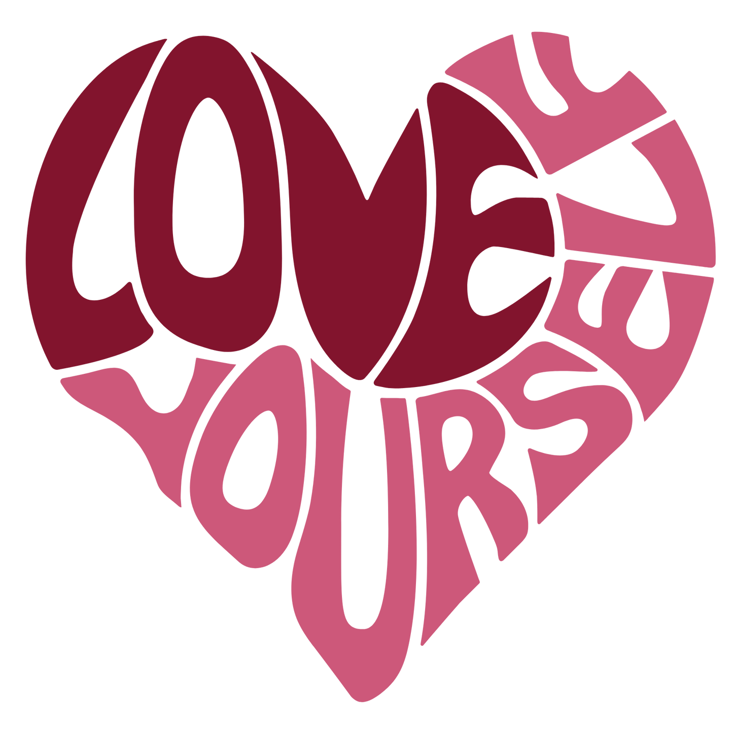 Love Yourself Shaped Heart DTF Transfer