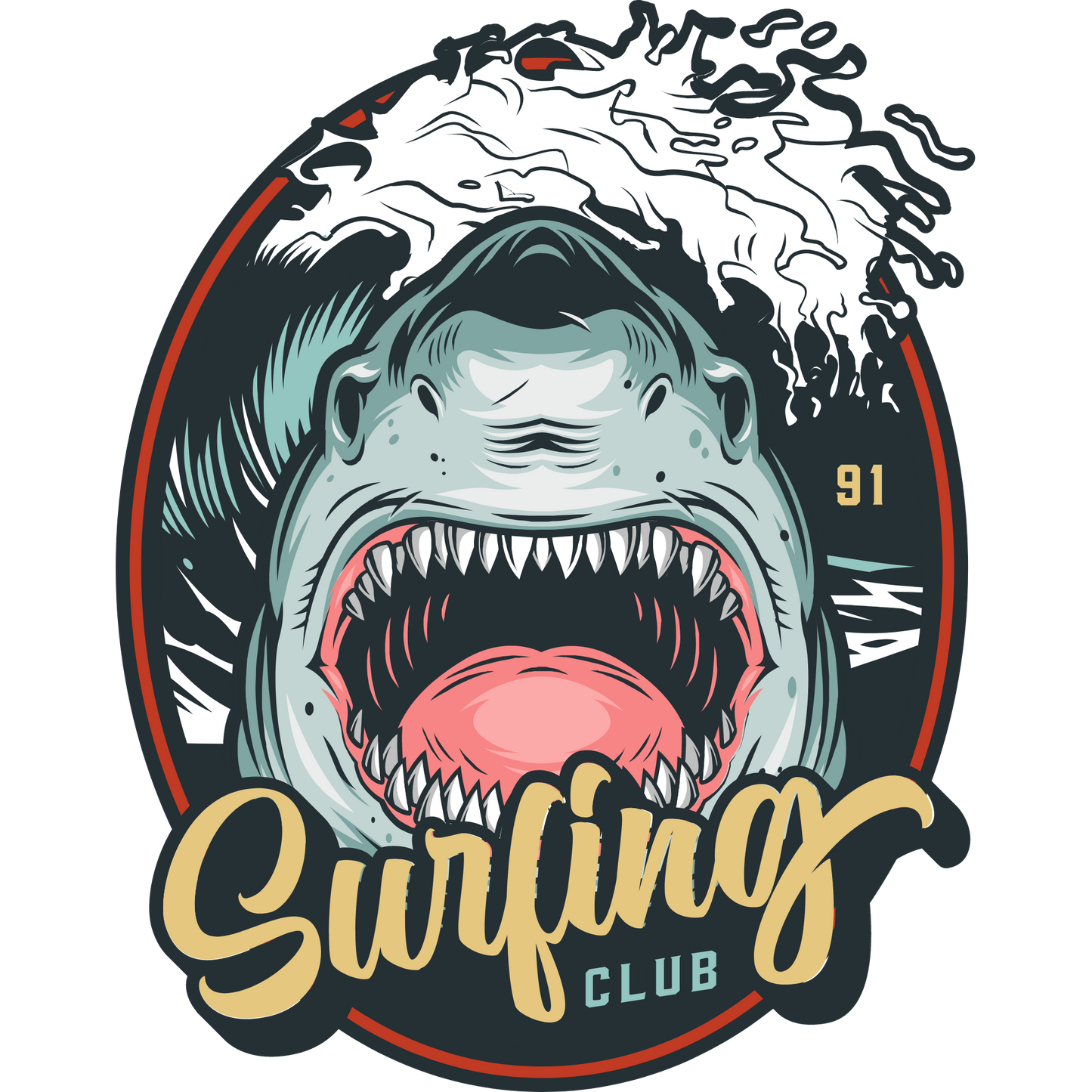 Shark Surfing DTF Transfers
