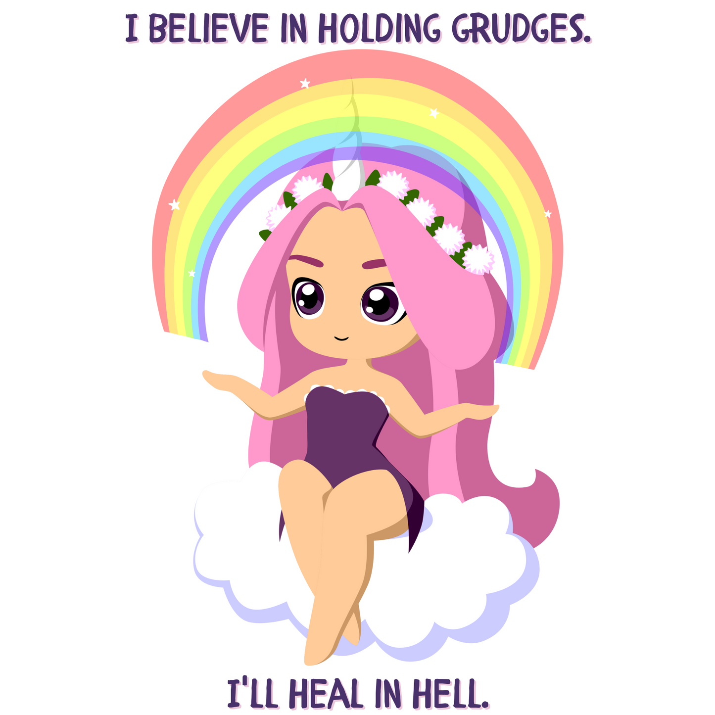 Dark Humor Rainbow Unicorn girl DTF Transfer