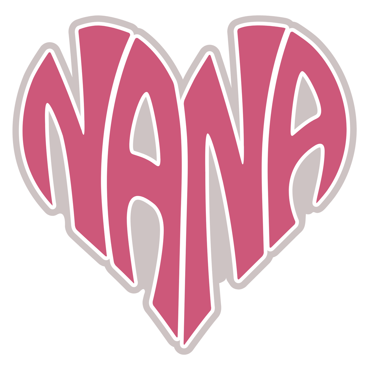 Nana Shaped Heart DTF Transfer