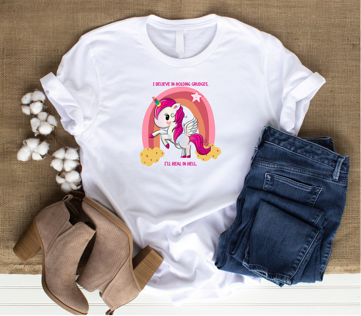 Dark humor, Unicorn, I hold grudges, DTF T-shirt