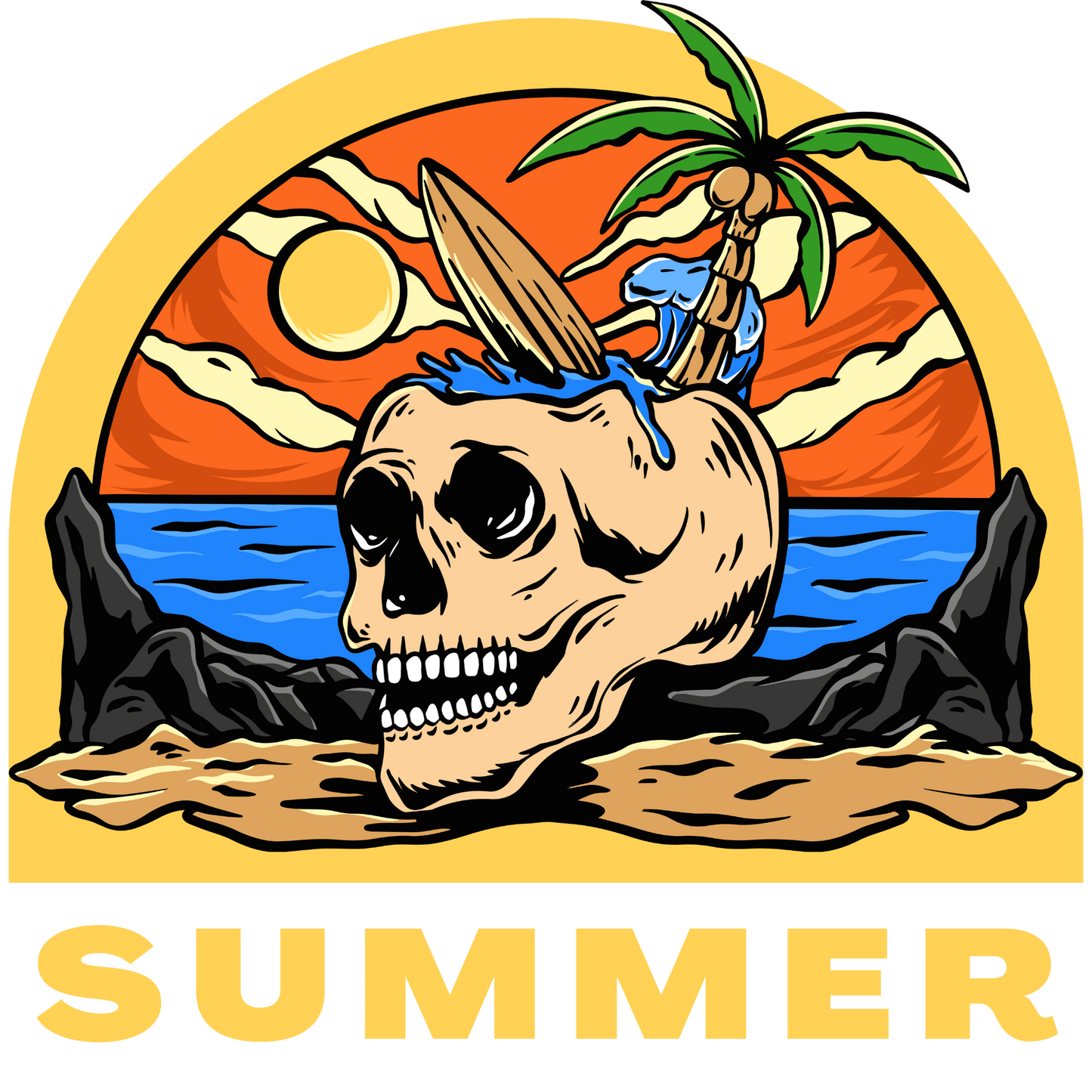 Summer Skull Beach Bums DTF Transfers